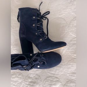 Splendid Rosa Western Boho Lace Up Heel Suede Booties, size 9